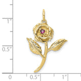 10k Yellow Gold Rose Flower Pendant with Cubic Zirconia, Botanical Design, Romantic Floral Motif