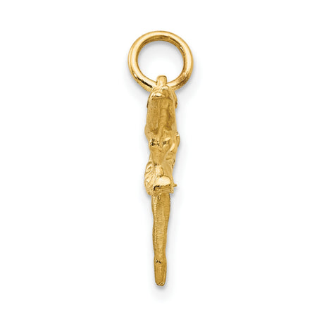 10k Yellow Gold Ballerina Pendant with Tutu and Bun Hairstyle Dance Pose Design
