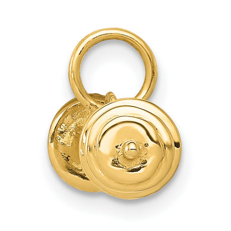 10k Yellow Gold Barbell Pendant Charm, Weightlifting Symbol, Fitness Jewelry for Men and Women