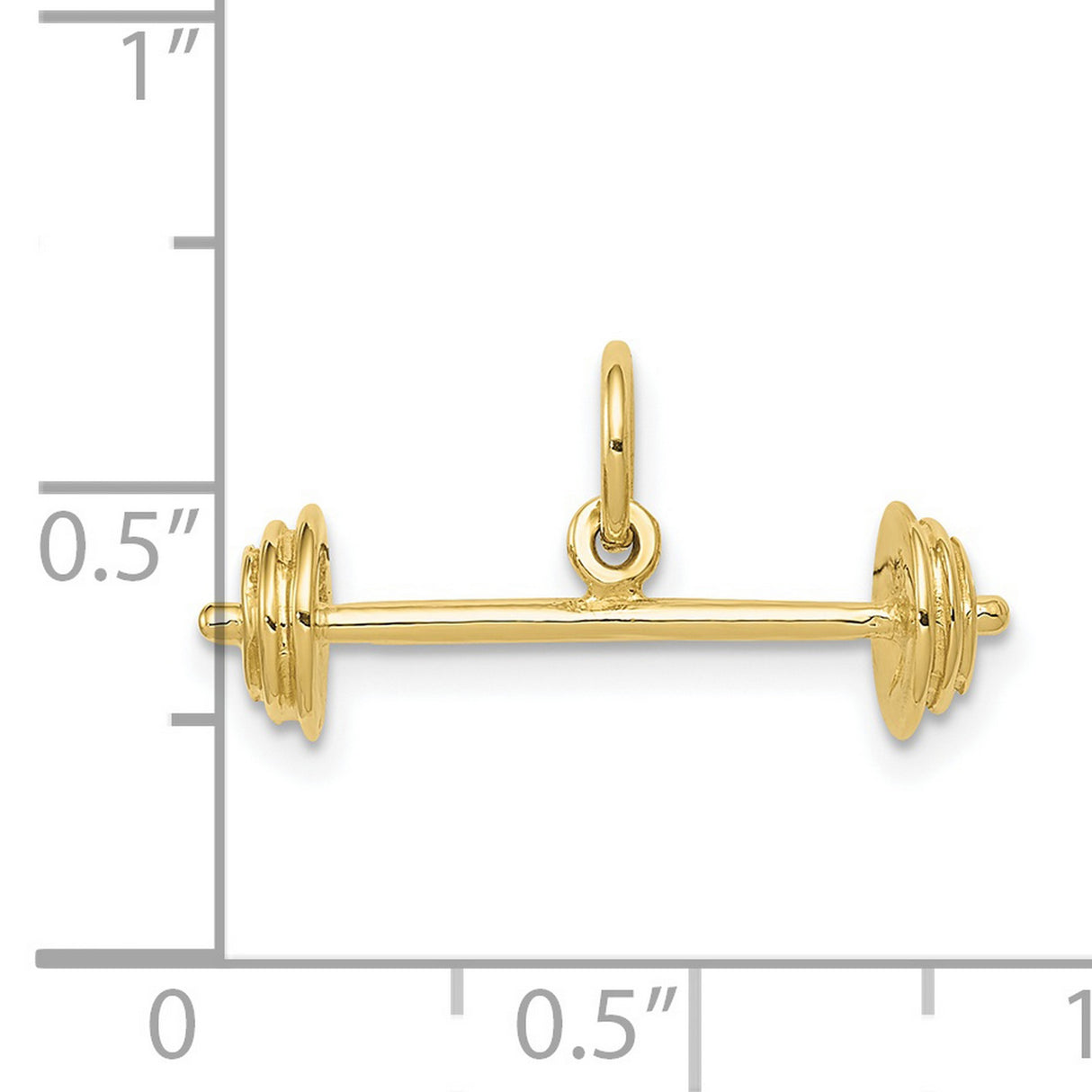 10k Yellow Gold Barbell Pendant Charm, Weightlifting Symbol, Fitness Jewelry for Men and Women