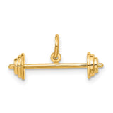 10k Yellow Gold Barbell Pendant Charm, Weightlifting Symbol, Fitness Jewelry for Men and Women
