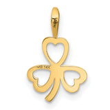 10k Yellow Gold Shamrock Pendant with Heart Leaves, Open Clover Design, Celtic Jewelry for Women
