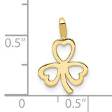 10k Yellow Gold Shamrock Pendant with Heart Leaves, Open Clover Design, Celtic Jewelry for Women