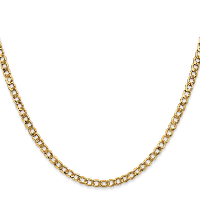 10K Yellow Gold 3.35 mm Curb Chain Necklace, Polished