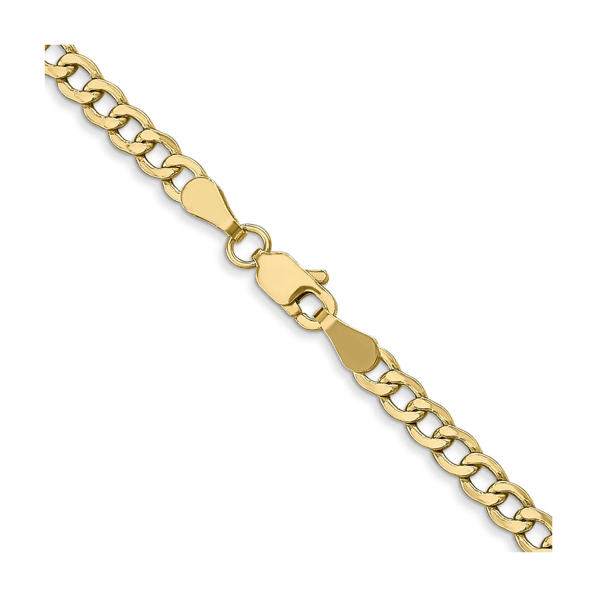 10K Yellow Gold 3.35 mm Curb Chain Necklace, Polished alternate angle