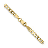 10K Yellow Gold 3.35 mm Curb Chain Necklace, Polished alternate angle