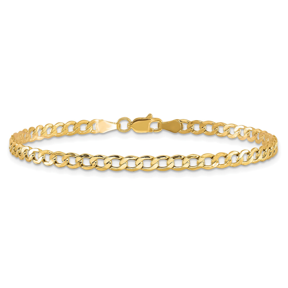 10K Yellow Gold 3.35 mm Curb Chain Anklet, Polished alternate angle