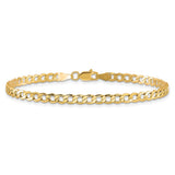 10K Yellow Gold 3.35 mm Curb Chain Anklet, Polished alternate angle