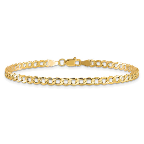 10K Yellow Gold 3.35 mm Curb Chain Bracelet, Polished alternate angle