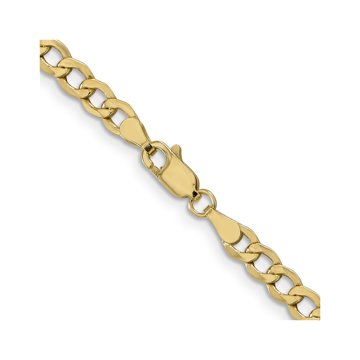 10K Yellow Gold 4.3 mm Curb Chain Necklace, Polished alternate angle