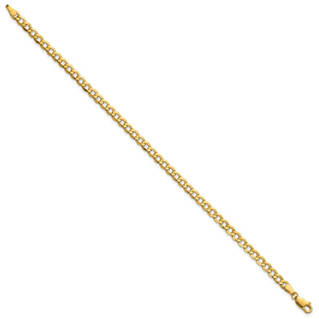 10K Yellow Gold 4.3 mm Curb Chain Anklet, Polished