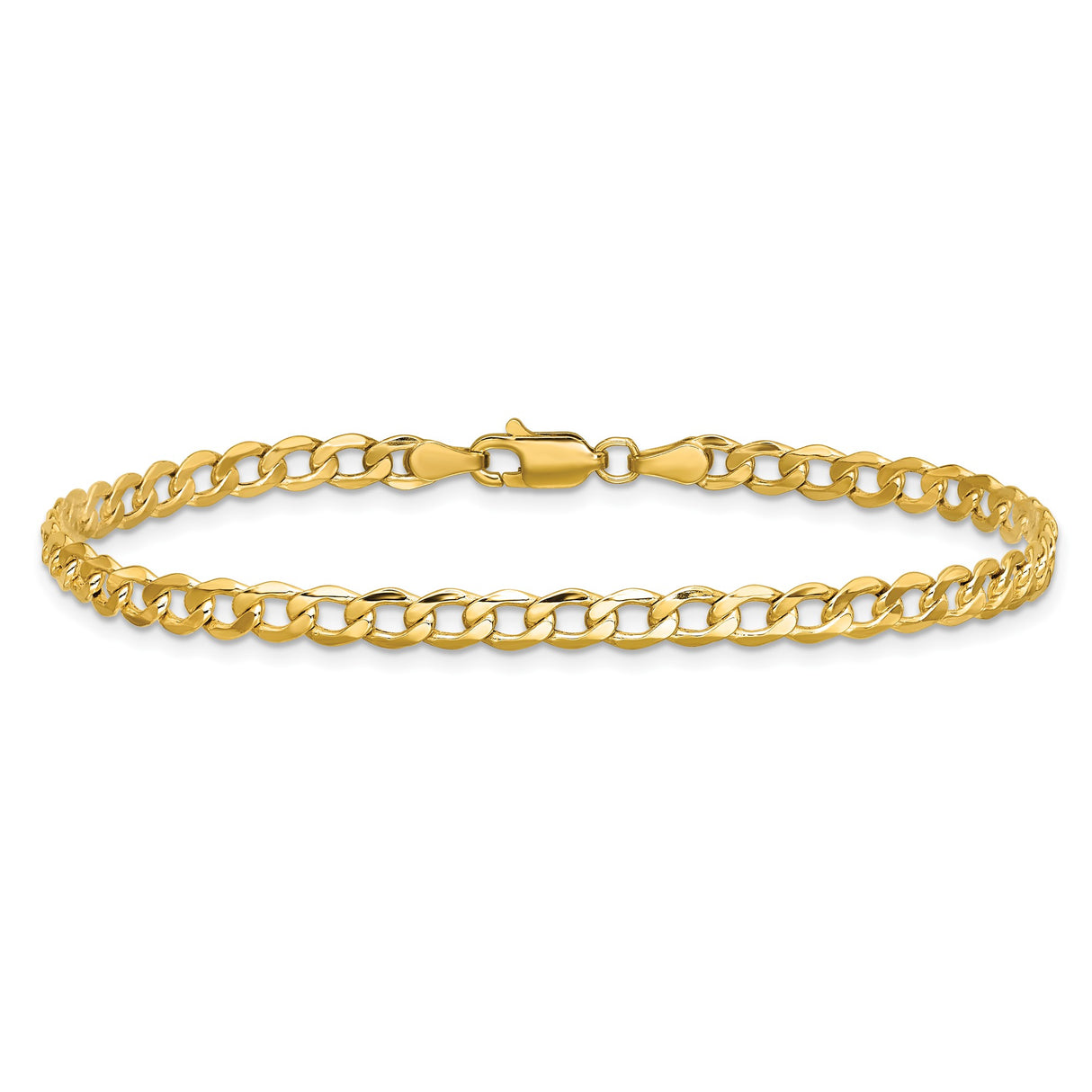10K Yellow Gold 4.3 mm Curb Chain Anklet, Polished alternate angle