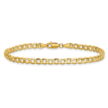 10K Yellow Gold 4.3 mm Curb Chain Anklet, Polished alternate angle