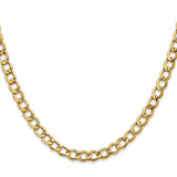 10K Yellow Gold 5.25 mm Curb Chain Necklace, Polished