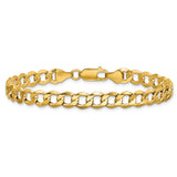 10K Yellow Gold 6.5 mm Curb Chain Anklet, Polished detail view