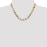 10K Yellow Gold 7 mm Curb Chain Necklace, Polished detail view