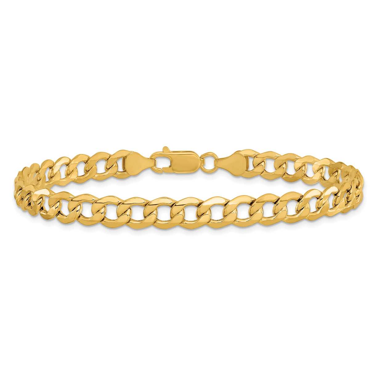10K Yellow Gold 7 mm Curb Chain Bracelet, Polished alternate angle