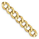 10K Yellow Gold 7 mm Curb Chain Necklace, Polished detail view