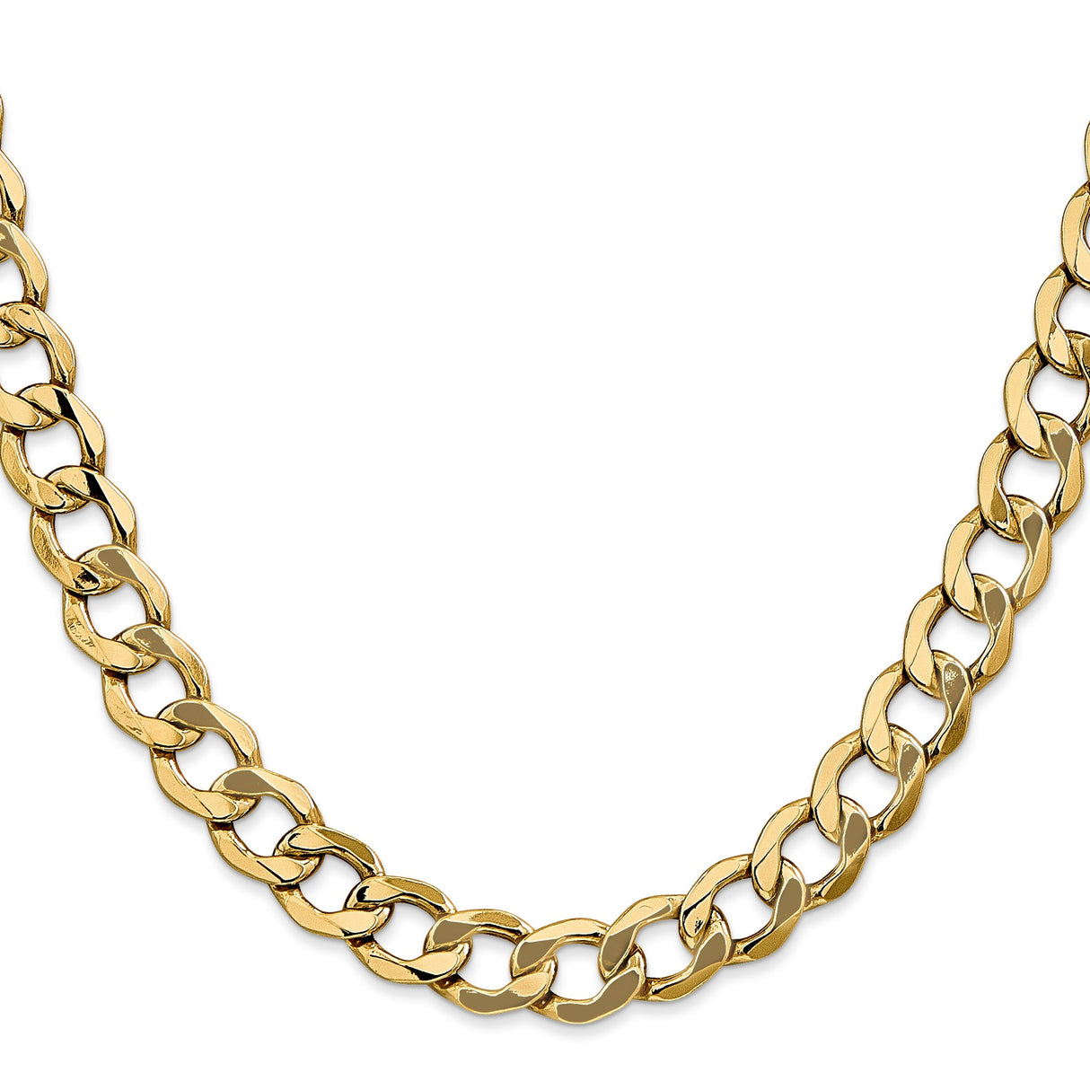 10K Yellow Gold 9 mm Curb Chain Necklace, Polished
