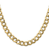 10K Yellow Gold 9 mm Curb Chain Necklace, Polished