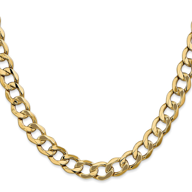 10K Yellow Gold 9 mm Curb Chain Necklace, Polished