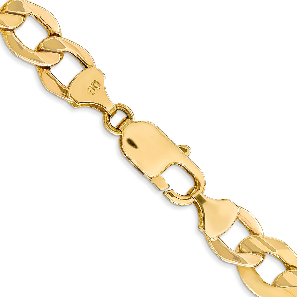 10K Yellow Gold 9 mm Curb Chain Necklace, Polished alternate angle