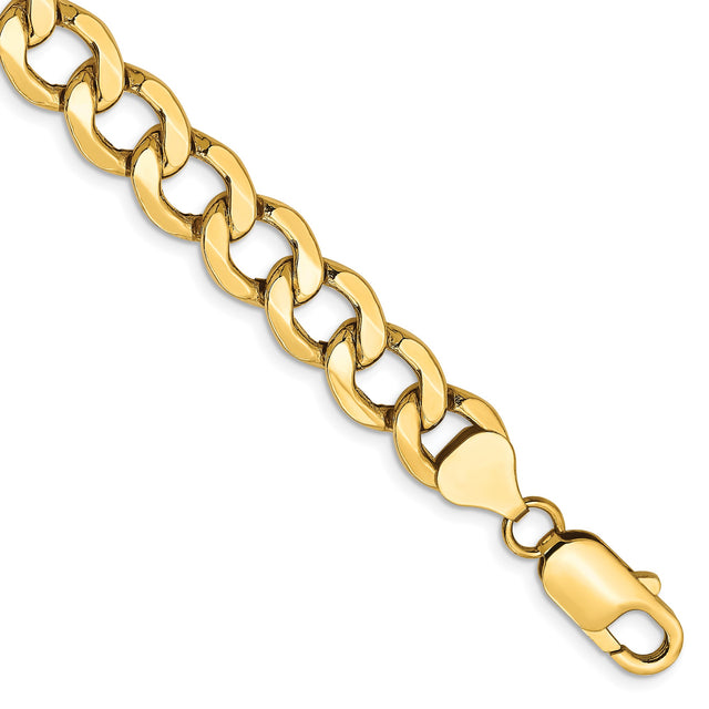10K Yellow Gold 9 mm Curb Chain Bracelet, Polished
