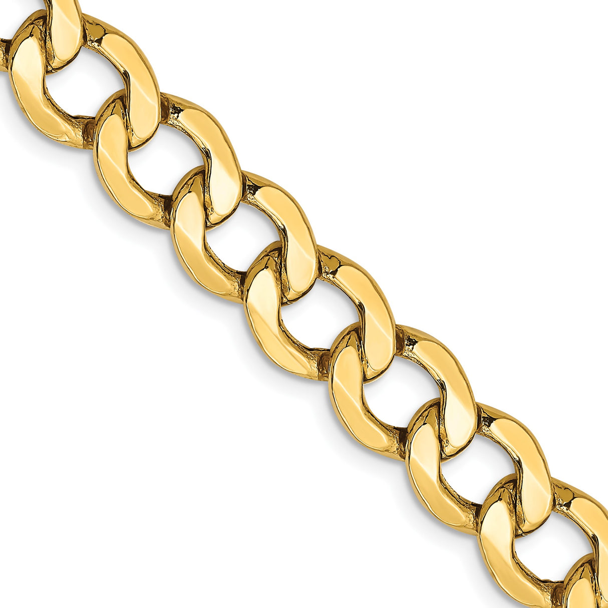 10K Yellow Gold 9 mm Curb Chain Necklace, Polished detail view