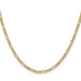 10K Yellow Gold 2.5 mm Figaro Chain Necklace, Polished