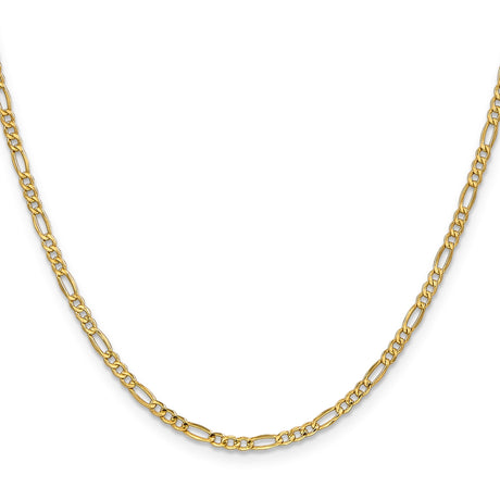 10K Yellow Gold 2.5 mm Figaro Chain Necklace, Polished