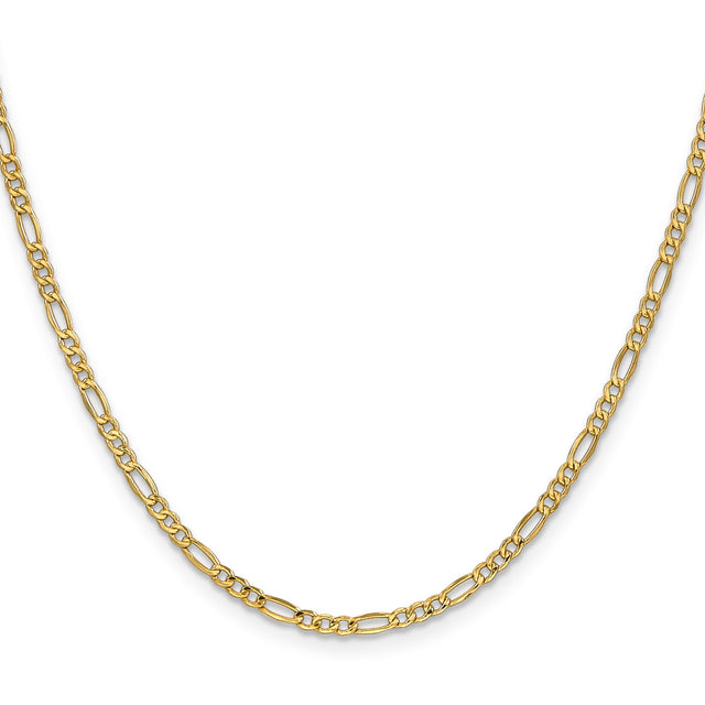 10K Yellow Gold 2.5 mm Figaro Chain Necklace, Polished
