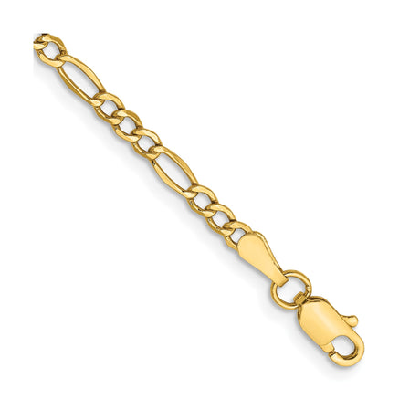 10K Yellow Gold 2.5 mm Figaro Chain Bracelet, Polished