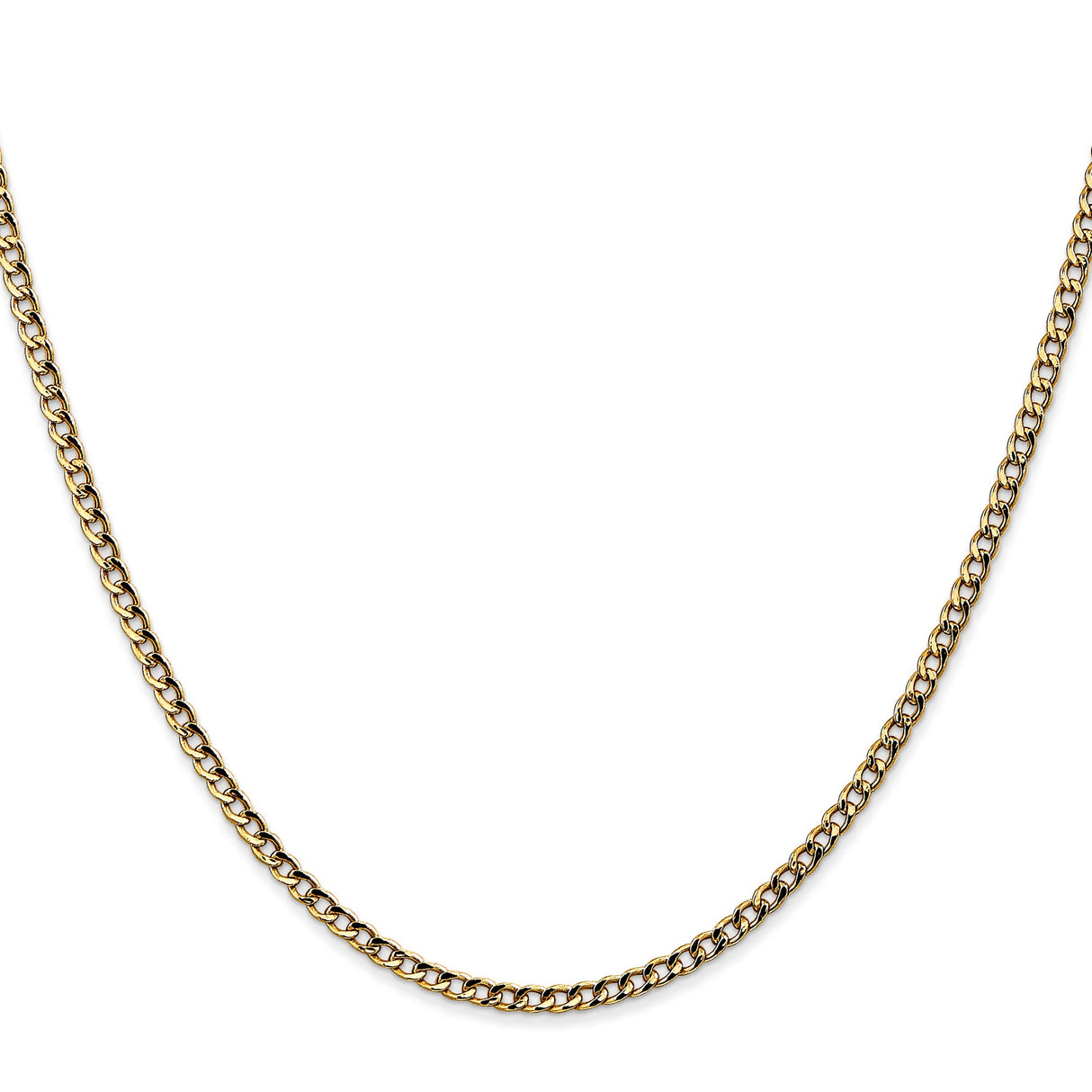 10K Yellow Gold 2.5 mm Curb Chain Necklace, Polished