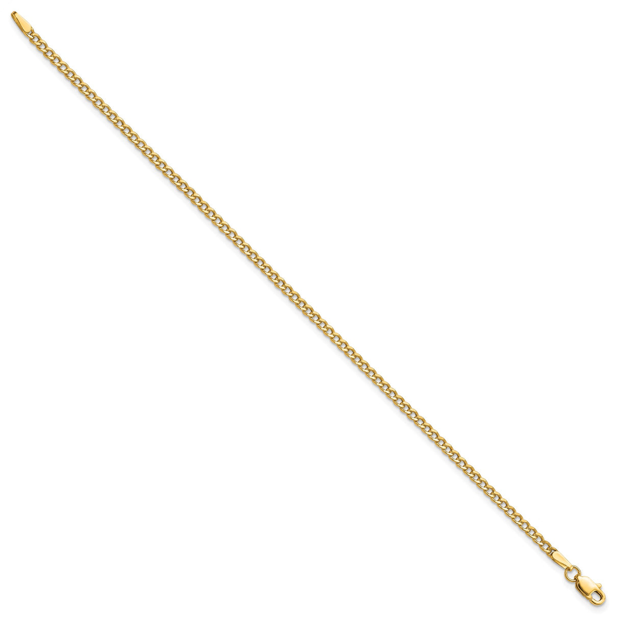 10K Yellow Gold 2.5 mm Curb Chain Anklet, Polished