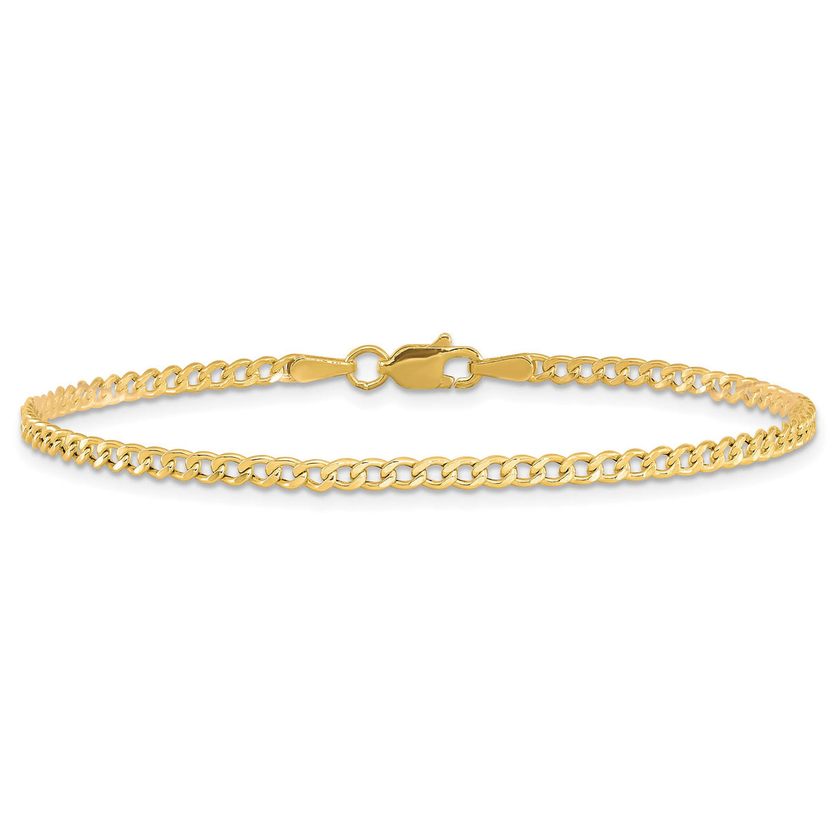10K Yellow Gold 2.5 mm Curb Chain Anklet, Polished alternate angle
