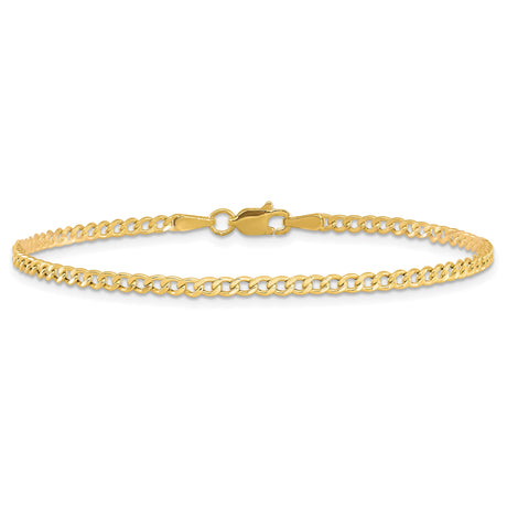 10K Yellow Gold 2.5 mm Curb Chain Bracelet, Polished alternate angle