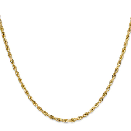 10K Yellow Gold 3 mm Rope Chain Necklace, Polished