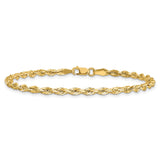 10K Yellow Gold 3 mm Rope Chain Anklet, Polished