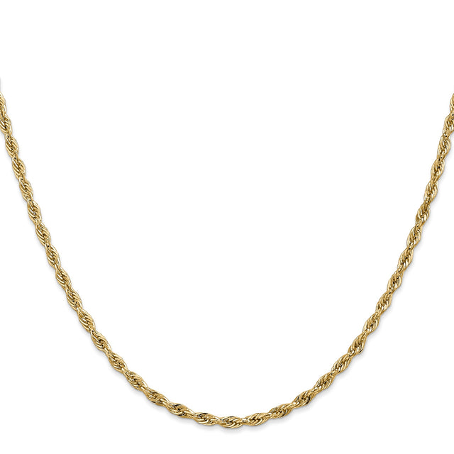 10K Yellow Gold 2.8 mm Rope Chain Necklace, Polished