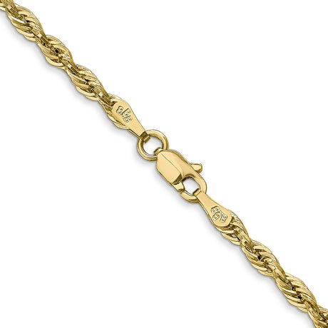 10K Yellow Gold 2.8 mm Rope Chain Necklace, Polished alternate angle