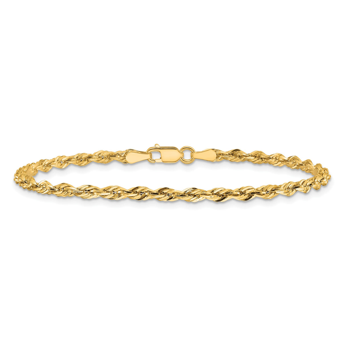 10K Yellow Gold 2.8 mm Rope Chain Bracelet, Polished