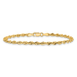 10K Yellow Gold 2.8 mm Rope Chain Bracelet, Polished