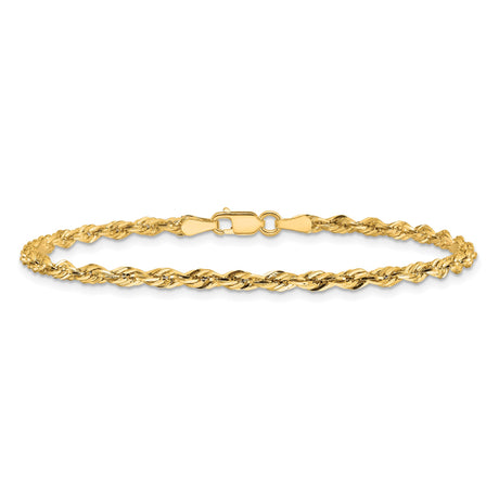 10K Yellow Gold 2.8 mm Rope Chain Bracelet, Polished