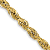 10K Yellow Gold 2.8 mm Rope Chain Necklace, Polished detail view