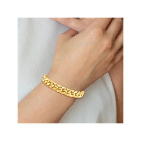 10K Yellow Gold 11 mm Polished Chain Bracelet alternate angle