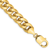 10K Yellow Gold 11 mm Polished Chain Bracelet shown for scale