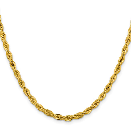 10K Yellow Gold 4.25 mm Rope Chain Necklace, Polished