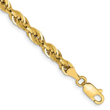 10K Yellow Gold 4.25 mm Rope Chain Bracelet, Polished detail view