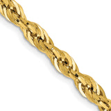 10K Yellow Gold 4.25 mm Rope Chain Necklace, Polished detail view