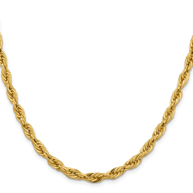 10K Yellow Gold 5.4 mm Rope Chain Necklace, Polished